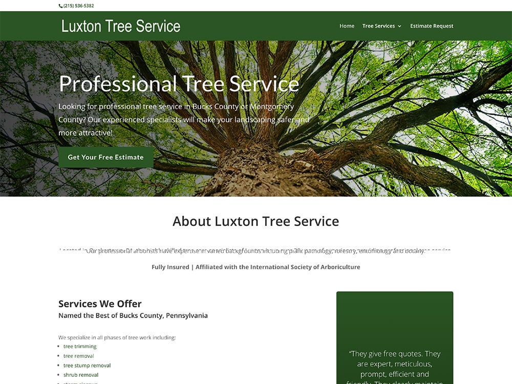 SSMCreative Web Design Project: Luxton Tree Service Website Redesign