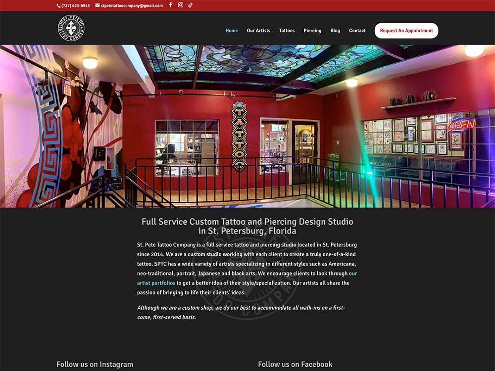 SSMCreative Web Design Project: St. Pete Tattoo Company Website Redesign