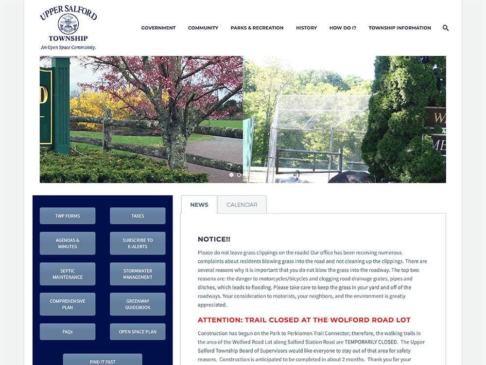 SSMCreative Web Design Project: Upper Salford Township Website Redesign